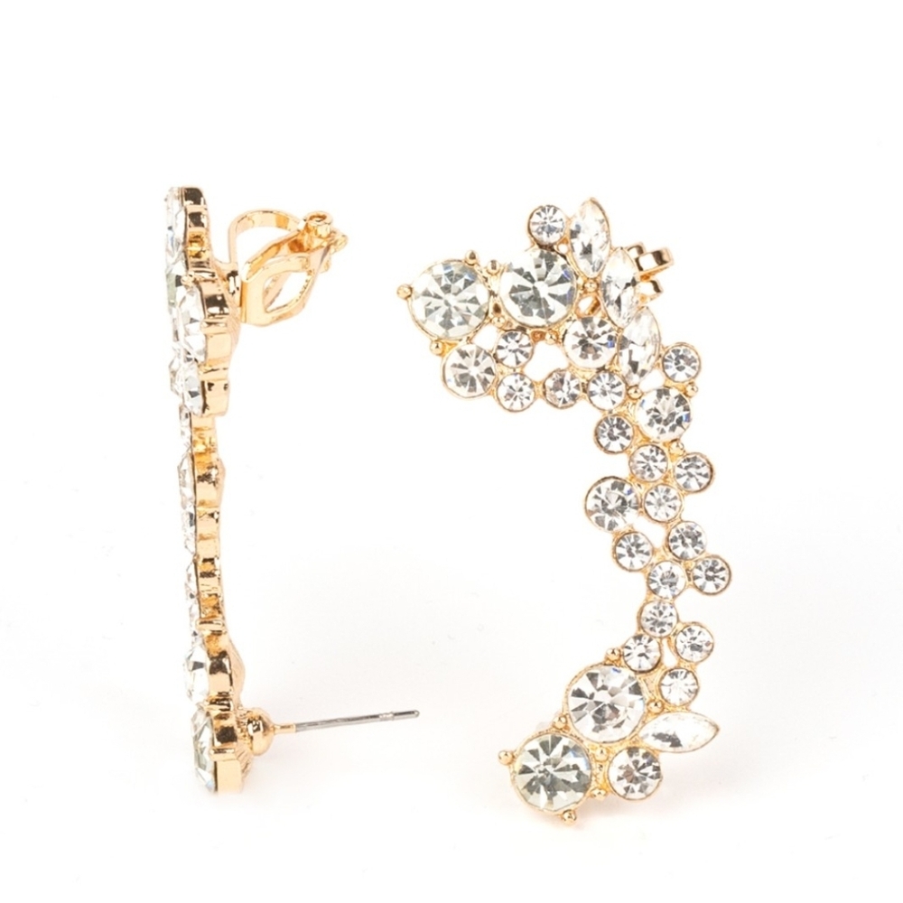 Astronomical Allure Gold Crawler Jewerly Paparazzi Gold Crystal Floral Fashion